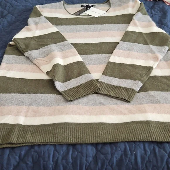 41 Hawthorn,NWT, Rella Cashmere Striped Multicolor Crewneck Sweater 3X